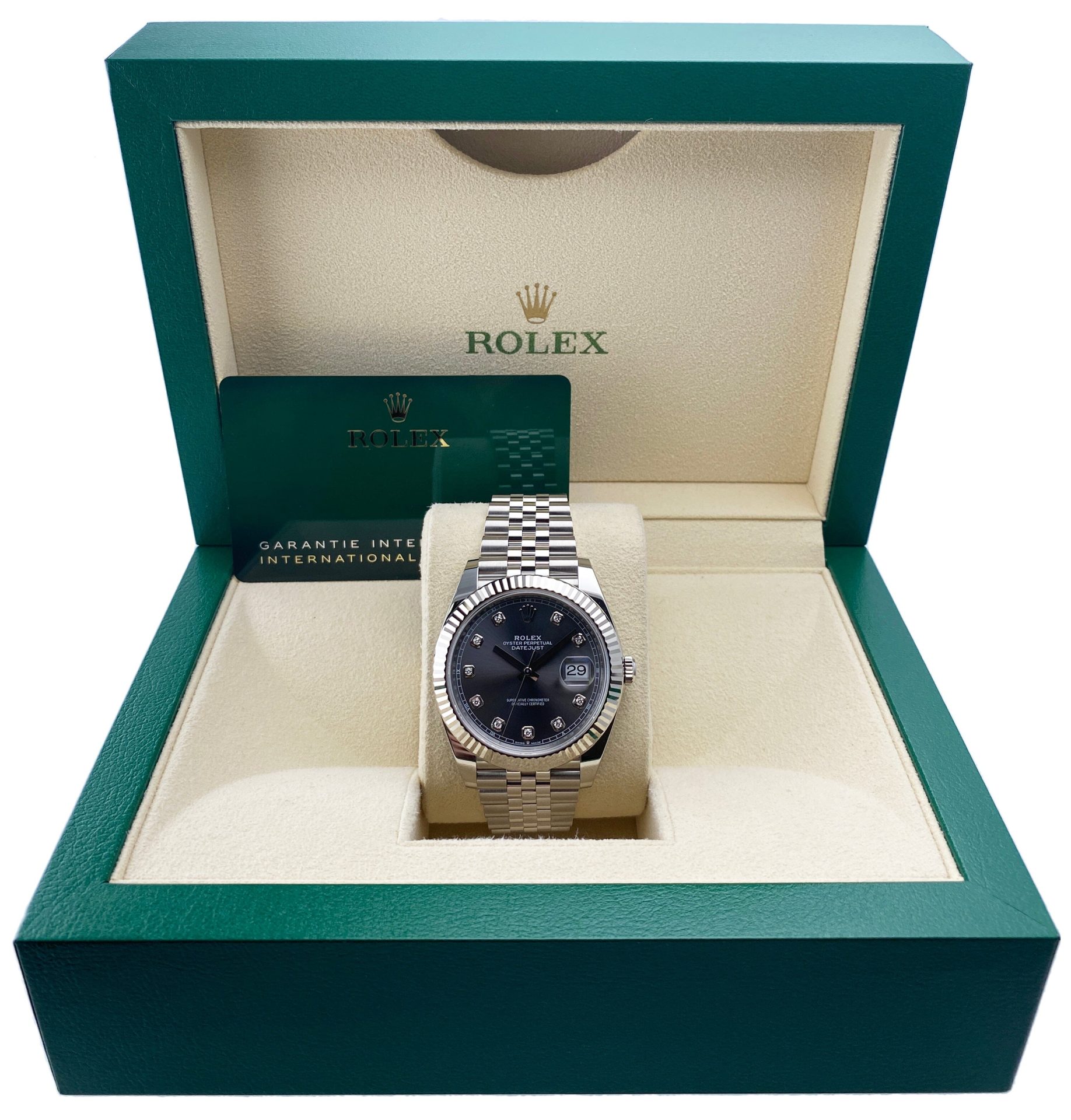 Rolex Datejust 41 126334 Slate Diamond Dial Mens Watch Box Papers