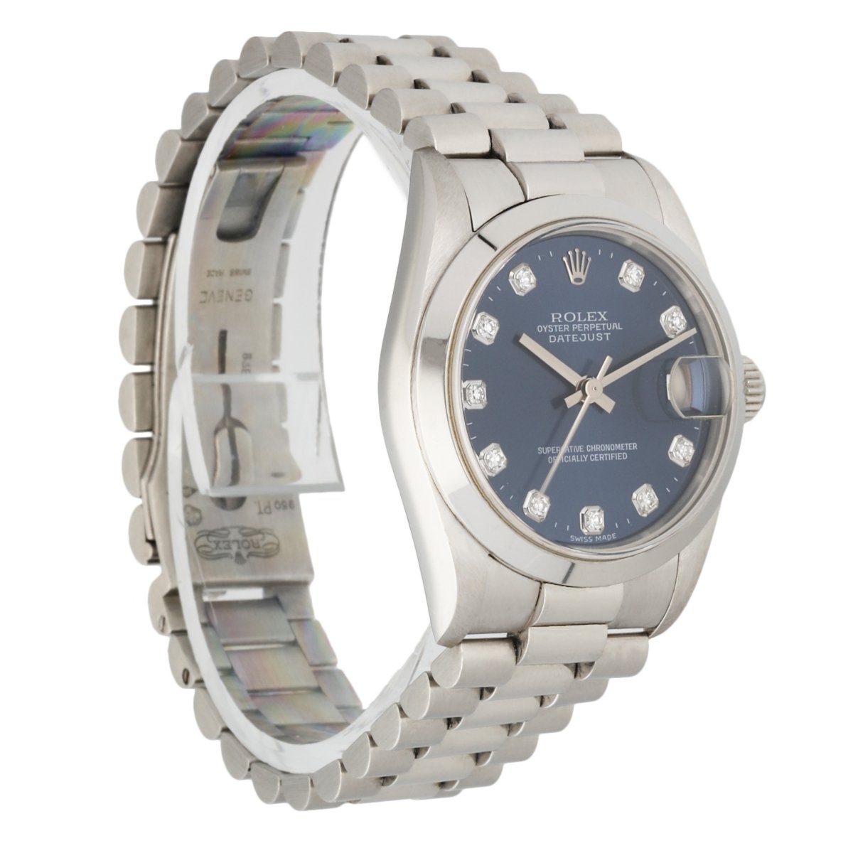 Rolex Datejust 68246 Platinum Blue Dial Midsize Watch