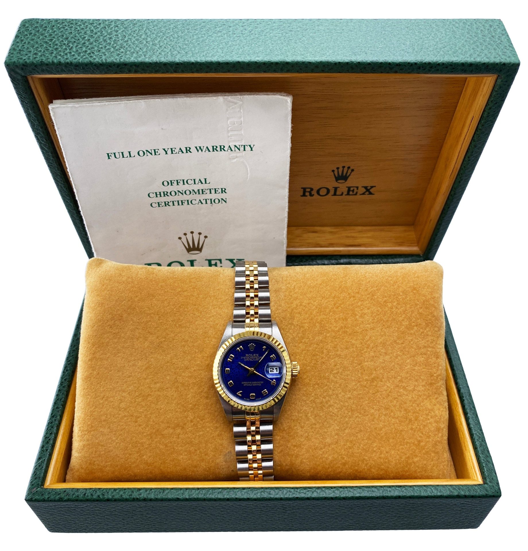 Rolex Datejust 69173 Blue Anniversary Dial Ladies Watch Box Papers