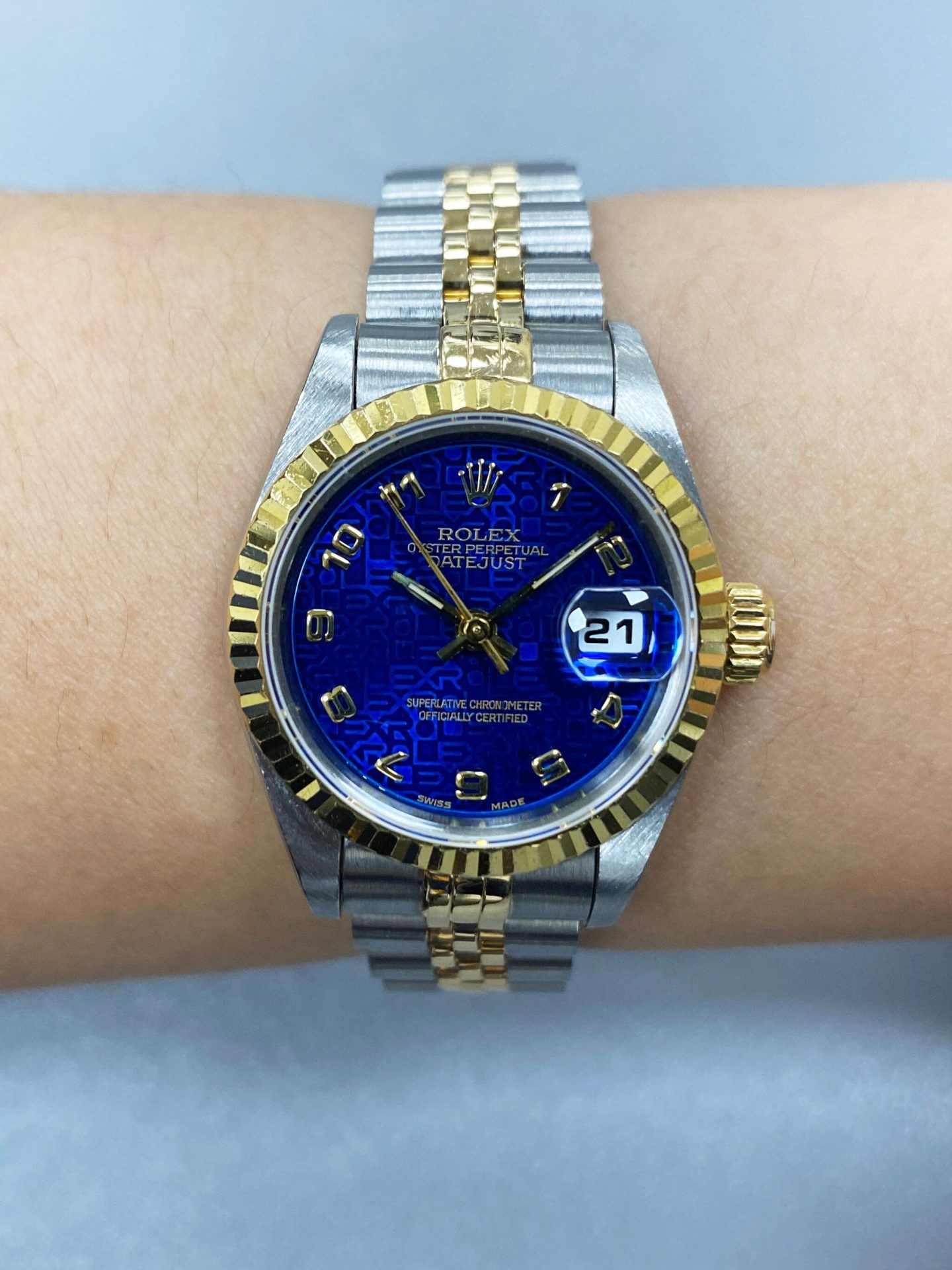 Rolex Datejust 69173 Blue Anniversary Dial Ladies Watch Box Papers