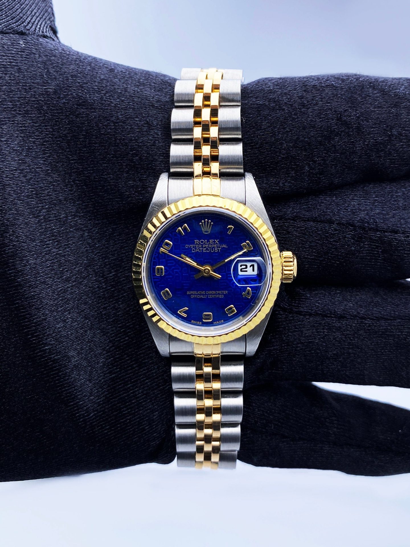 Rolex Datejust 69173 Blue Anniversary Dial Ladies Watch Box Papers