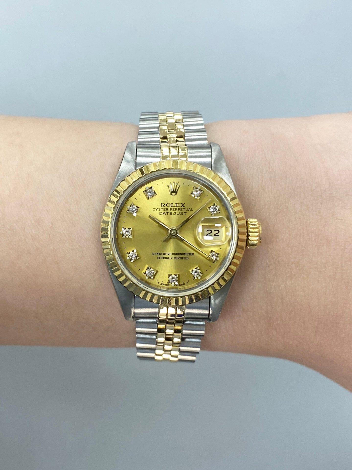 Rolex Datejust 69173 Diamond Champagne Dial Ladies Watch