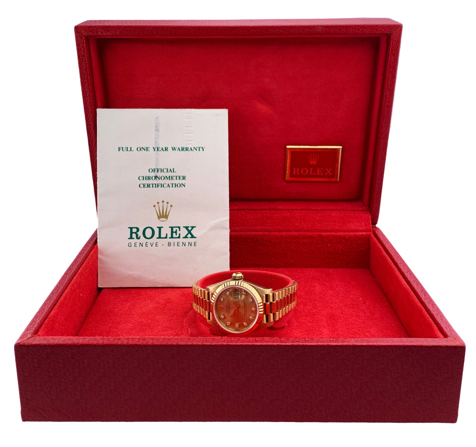 Rolex Datejust 69178 18K Yellow Gold Diamond Dial Ladies Watch With Papers