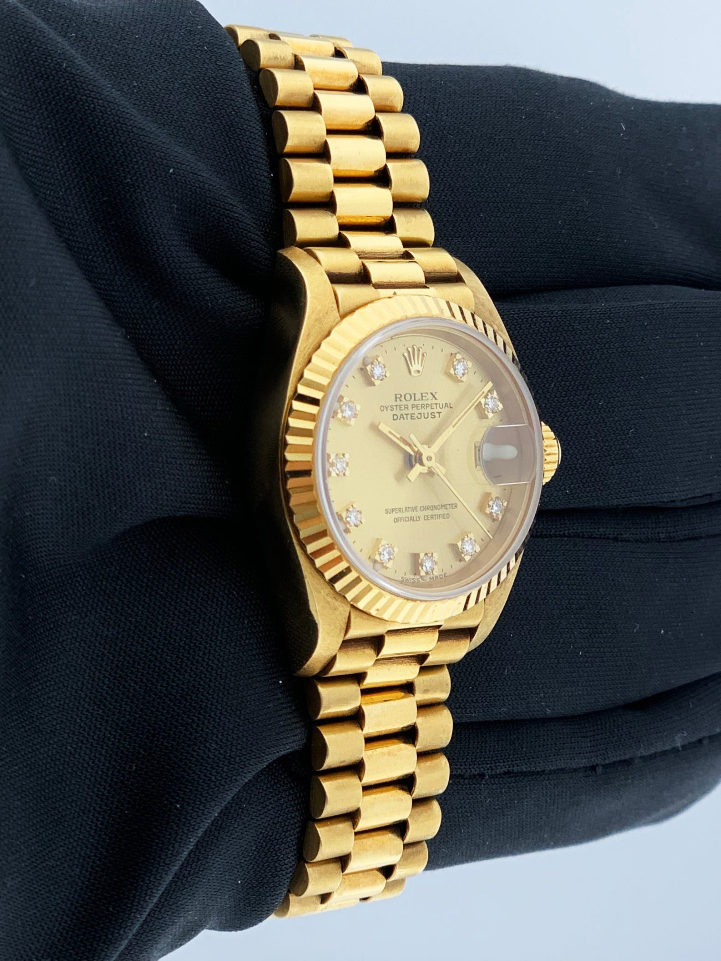 Rolex Datejust 69178 18K Yellow Gold Diamond Dial Ladies Watch With Papers