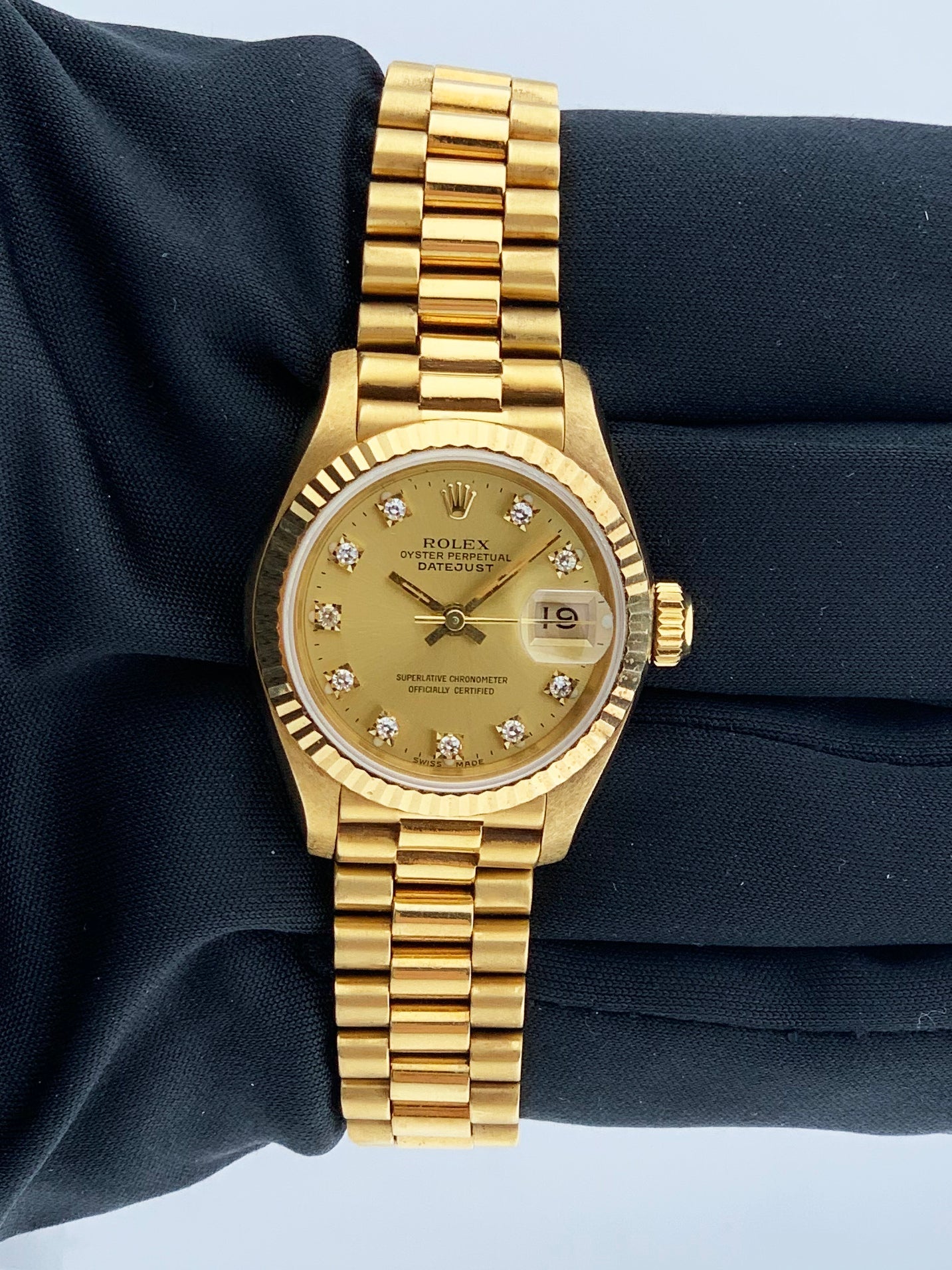 Rolex Datejust 69178 18K Yellow Gold Diamond Dial Ladies Watch With Papers