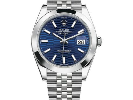 Rolex Datejust 41mm Blue Motif Dial Smooth Bezel 126300-0024