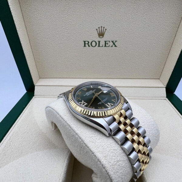 Rolex Datejust 36 126233 VI IX Green Roman Diamond Dial Yellow Gold Steel Jubilee